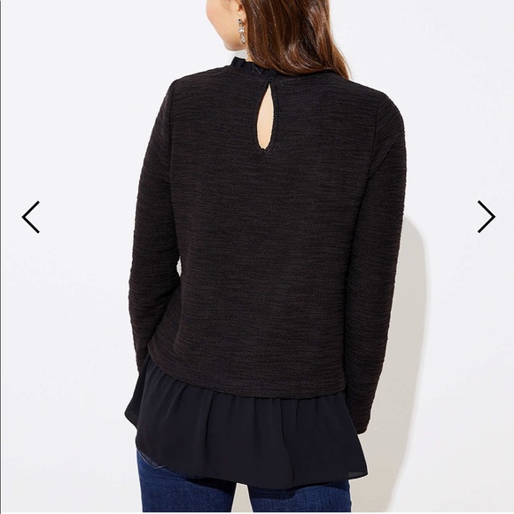 LOFT mixed media black top - Picture 2 of 6